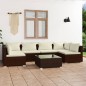 Set Divani da Giardino 7 pz con Cuscini in Polyrattan Marrone Set Divani da Giardino 7 pz con Cuscini in Polyrattan Marrone