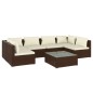 Set Divani da Giardino 7 pz con Cuscini in Polyrattan Marrone Set Divani da Giardino 7 pz con Cuscini in Polyrattan Marrone