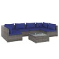 vidaXL Set Divani da Giardino 7 pz con Cuscini in Polyrattan Grigio vidaXL Set Divani da Giardino 7 pz con Cuscini in Polyrattan Grigio