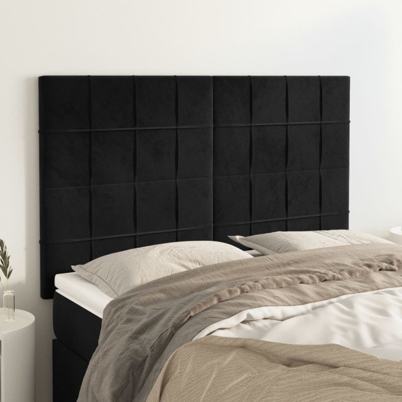 Testiere 4 pz Nere 72x5x78/88 cm in Velluto Testiere 4 pz Nere 72x5x78/88 cm in Velluto