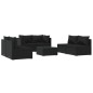 Set Divani da Giardino 7 pz con Cuscini in Polyrattan Nero Set Divani da Giardino 7 pz con Cuscini in Polyrattan Nero