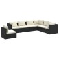 Set Divani da Giardino 7 pz con Cuscini in Polyrattan Nero Set Divani da Giardino 7 pz con Cuscini in Polyrattan Nero