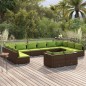 Set Divani da Giardino 12 pz con Cuscini in Polyrattan Marrone Set Divani da Giardino 12 pz con Cuscini in Polyrattan Marrone