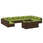 Set Divani da Giardino 12 pz con Cuscini in Polyrattan Marrone Set Divani da Giardino 12 pz con Cuscini in Polyrattan Marrone