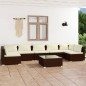 Set Divani da Giardino 8 pz con Cuscini in Polyrattan Marrone Set Divani da Giardino 8 pz con Cuscini in Polyrattan Marrone