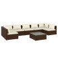 Set Divani da Giardino 8 pz con Cuscini in Polyrattan Marrone Set Divani da Giardino 8 pz con Cuscini in Polyrattan Marrone