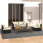 Set Divani da Giardino 4 pz con Cuscini in Polyrattan Nero Set Divani da Giardino 4 pz con Cuscini in Polyrattan Nero