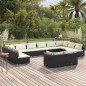 vidaXL Set Divani da Giardino 12 pz con Cuscini in Polyrattan Nero vidaXL Set Divani da Giardino 12 pz con Cuscini in Polyrattan Nero