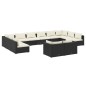 vidaXL Set Divani da Giardino 12 pz con Cuscini in Polyrattan Nero vidaXL Set Divani da Giardino 12 pz con Cuscini in Polyrattan Nero