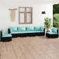 Set Divani da Giardino 6 pz con Cuscini in Polyrattan Nero Set Divani da Giardino 6 pz con Cuscini in Polyrattan Nero
