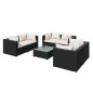 Set Divani da Giardino 7 pz con Cuscini in Polyrattan Nero Set Divani da Giardino 7 pz con Cuscini in Polyrattan Nero