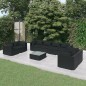 Set Divani da Giardino 9 pz con Cuscini in Polyrattan Nero Set Divani da Giardino 9 pz con Cuscini in Polyrattan Nero
