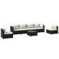 Set Divani da Giardino 7 pz con Cuscini in Polyrattan Nero Set Divani da Giardino 7 pz con Cuscini in Polyrattan Nero