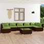 Set Divani da Giardino 8 pz con Cuscini in Polyrattan Marrone Set Divani da Giardino 8 pz con Cuscini in Polyrattan Marrone