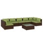 Set Divani da Giardino 8 pz con Cuscini in Polyrattan Marrone Set Divani da Giardino 8 pz con Cuscini in Polyrattan Marrone
