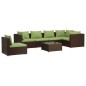 Set Divani da Giardino 7 pz con Cuscini in Polyrattan Marrone Set Divani da Giardino 7 pz con Cuscini in Polyrattan Marrone