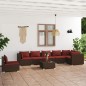 Set Divani da Giardino 8 pz con Cuscini in Polyrattan Marrone Set Divani da Giardino 8 pz con Cuscini in Polyrattan Marrone