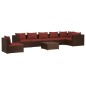 Set Divani da Giardino 8 pz con Cuscini in Polyrattan Marrone Set Divani da Giardino 8 pz con Cuscini in Polyrattan Marrone