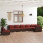 Set Divani da Giardino 7 pz con Cuscini in Polyrattan Marrone Set Divani da Giardino 7 pz con Cuscini in Polyrattan Marrone