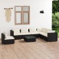 Set Divani da Giardino 8 pz con Cuscini in Polyrattan Nero Set Divani da Giardino 8 pz con Cuscini in Polyrattan Nero