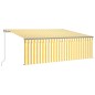Tenda da Sole Retrattile Parasole e LED 4,5x3m Gialla e Bianca Tenda da Sole Retrattile Parasole e LED 4,5x3m Gialla e Bianca