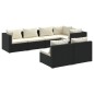 Set Divani da Giardino 7 pz con Cuscini in Polyrattan Nero Set Divani da Giardino 7 pz con Cuscini in Polyrattan Nero