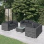 Set Divani da Giardino 7 pz con Cuscini in Polyrattan Grigio Set Divani da Giardino 7 pz con Cuscini in Polyrattan Grigio