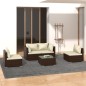 Set Divani da Giardino 5 pz con Cuscini in Polyrattan Marrone Set Divani da Giardino 5 pz con Cuscini in Polyrattan Marrone