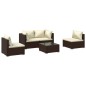 Set Divani da Giardino 5 pz con Cuscini in Polyrattan Marrone Set Divani da Giardino 5 pz con Cuscini in Polyrattan Marrone