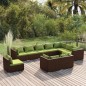 Set Divani da Giardino 10 pz con Cuscini in Polyrattan Marrone Set Divani da Giardino 10 pz con Cuscini in Polyrattan Marrone