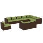 Set Divani da Giardino 10 pz con Cuscini in Polyrattan Marrone Set Divani da Giardino 10 pz con Cuscini in Polyrattan Marrone