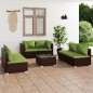 Set Divani da Giardino 7 pz con Cuscini in Polyrattan Marrone Set Divani da Giardino 7 pz con Cuscini in Polyrattan Marrone