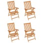 Sedie Giardino 4 pz e Cuscini Motivo a Foglie Massello di Teak Sedie Giardino 4 pz e Cuscini Motivo a Foglie Massello di Teak