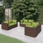 Set Divani da Giardino 6 pz con Cuscini in Polyrattan Marrone Set Divani da Giardino 6 pz con Cuscini in Polyrattan Marrone