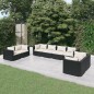 Set Divani da Giardino 8 pz con Cuscini in Polyrattan Nero Set Divani da Giardino 8 pz con Cuscini in Polyrattan Nero