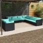 Set Salotto da Giardino con Cuscini 9pz Nero in Polyrattan Set Salotto da Giardino con Cuscini 9pz Nero in Polyrattan