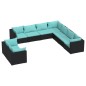 Set Salotto da Giardino con Cuscini 9pz Nero in Polyrattan Set Salotto da Giardino con Cuscini 9pz Nero in Polyrattan