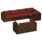Set Divani da Giardino 7 pz con Cuscini in Polyrattan Marrone Set Divani da Giardino 7 pz con Cuscini in Polyrattan Marrone