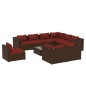 Set Divani da Giardino 10 pz con Cuscini in Polyrattan Marrone Set Divani da Giardino 10 pz con Cuscini in Polyrattan Marrone