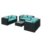 Set Divani da Giardino 7 pz con Cuscini in Polyrattan Nero Set Divani da Giardino 7 pz con Cuscini in Polyrattan Nero