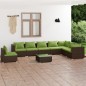 Set Divani da Giardino 9 pz con Cuscini in Polyrattan Marrone Set Divani da Giardino 9 pz con Cuscini in Polyrattan Marrone