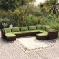 Set Divani da Giardino 9 pz con Cuscini in Polyrattan Marrone Set Divani da Giardino 9 pz con Cuscini in Polyrattan Marrone