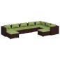 Set Divani da Giardino 9 pz con Cuscini in Polyrattan Marrone Set Divani da Giardino 9 pz con Cuscini in Polyrattan Marrone