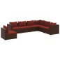 Set Divani da Giardino 7 pz con Cuscini in Polyrattan Marrone Set Divani da Giardino 7 pz con Cuscini in Polyrattan Marrone