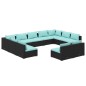 Set Divani da Giardino 11 pz con Cuscini in Polyrattan Nero Set Divani da Giardino 11 pz con Cuscini in Polyrattan Nero