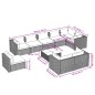 vidaXL Set Divani da Giardino 10 pz con Cuscini in Polyrattan Nero vidaXL Set Divani da Giardino 10 pz con Cuscini in Polyrattan Nero