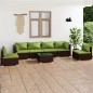 Set Divani da Giardino 7 pz con Cuscini in Polyrattan Marrone Set Divani da Giardino 7 pz con Cuscini in Polyrattan Marrone