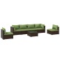 Set Divani da Giardino 7 pz con Cuscini in Polyrattan Marrone Set Divani da Giardino 7 pz con Cuscini in Polyrattan Marrone