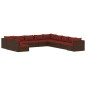 Set Divani da Giardino 11 pz con Cuscini in Polyrattan Marrone Set Divani da Giardino 11 pz con Cuscini in Polyrattan Marrone