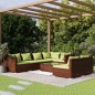 Set Divani da Giardino 8 pz con Cuscini in Polyrattan Marrone Set Divani da Giardino 8 pz con Cuscini in Polyrattan Marrone